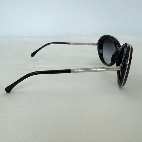 CHANEL 6037 Black w Silver CC Logo Frame Smokey Gray Gradient Lenses Sunglasses - Picture 4 of 16